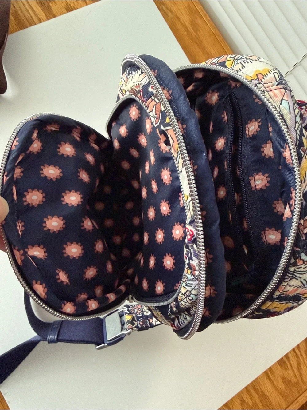 Very Bradly Quilted Mini Backpack - Navy, Pink & Cream